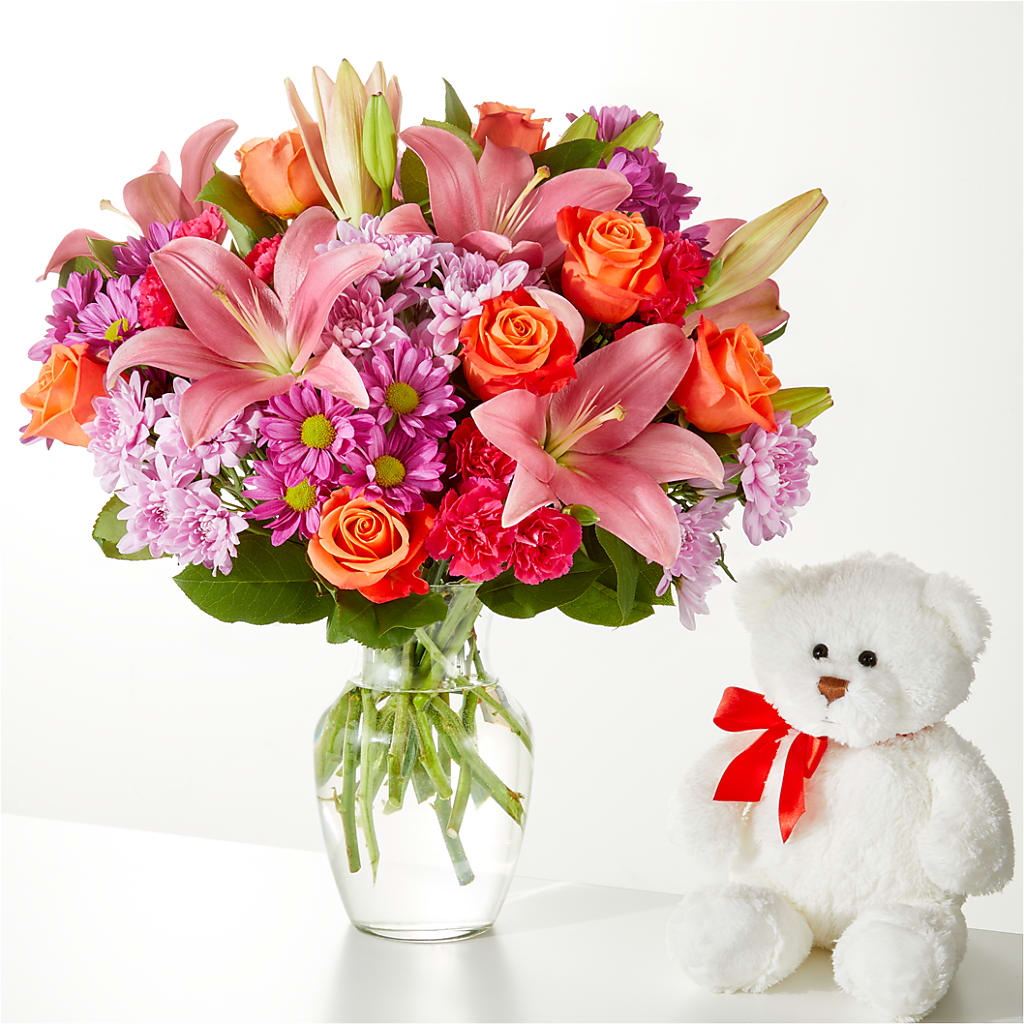 One and Only Bouquet and Bear Bundle – Nacogdoches Floral Company, Nacogdoches TX
