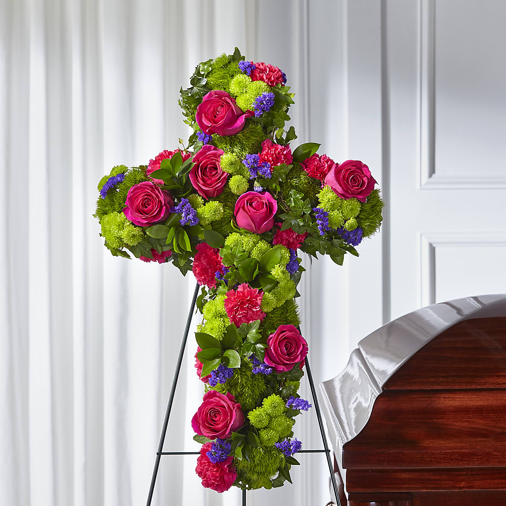 Tribute Rose Floral Cross – Nacogdoches Floral Company, Nacogdoches TX