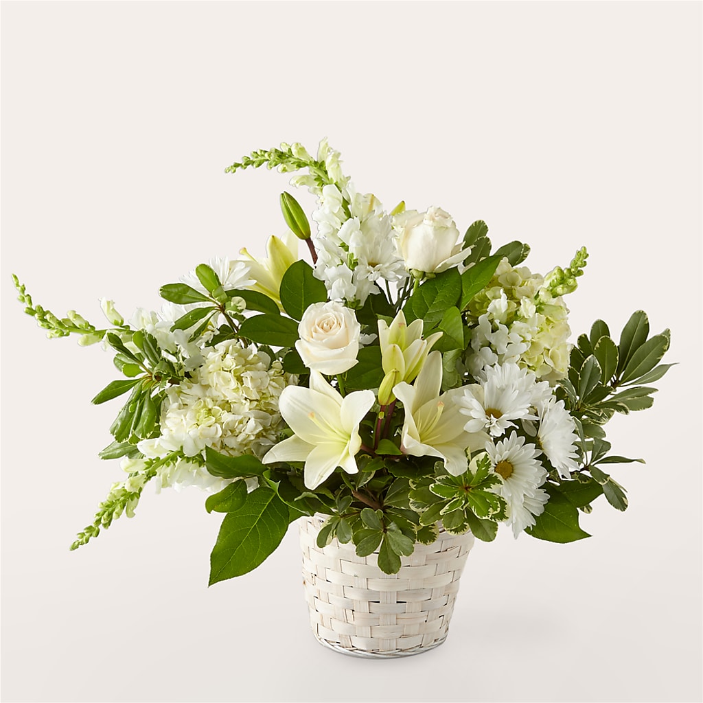 Ivory Elegance Floral Basket – Nacogdoches Floral Company, Nacogdoches TX