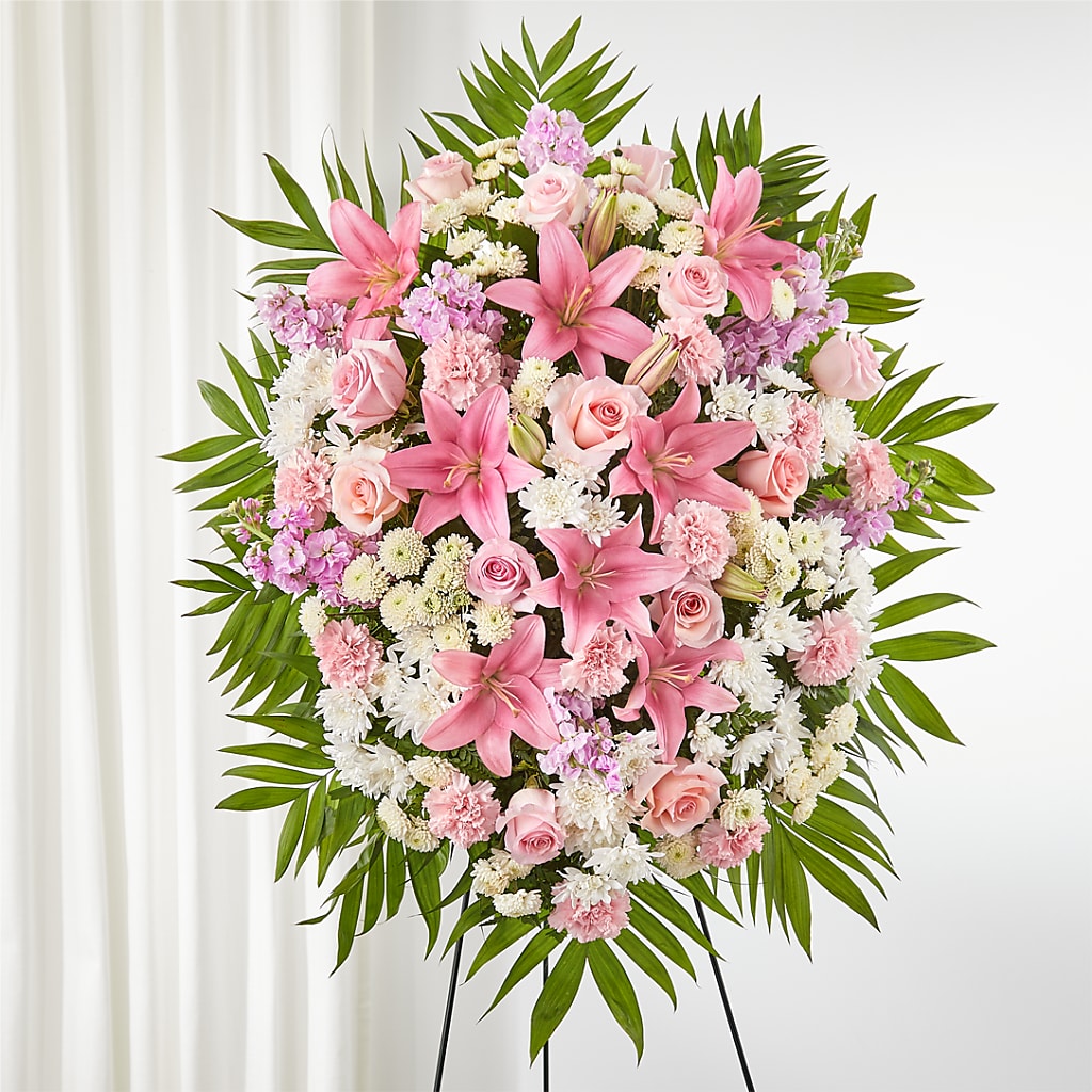 Offering Solace Standing Spray – Nacogdoches Floral Company, Nacogdoches TX