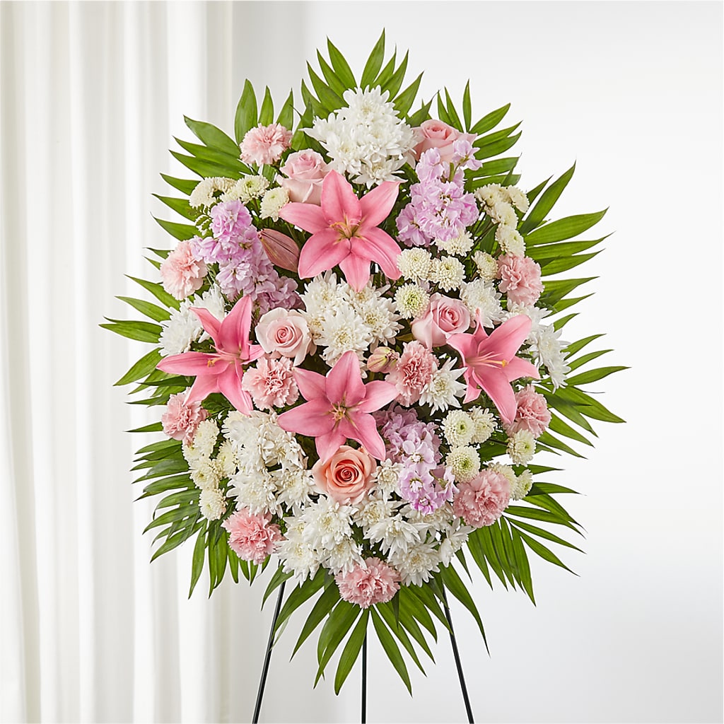 Offering Solace Standing Spray – Nacogdoches Floral Company, Nacogdoches TX