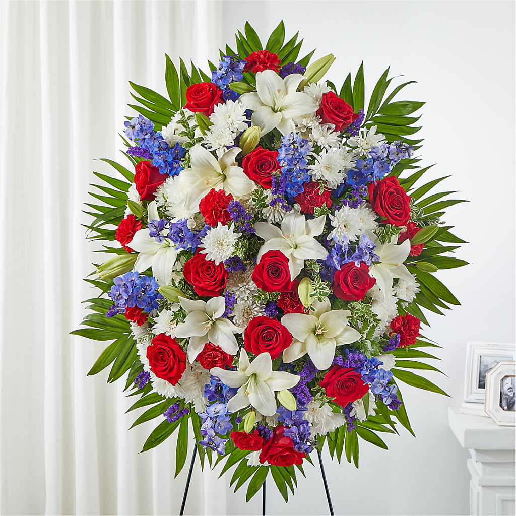 Cherished Service Standing Spray – Nacogdoches Floral Company, Nacogdoches TX