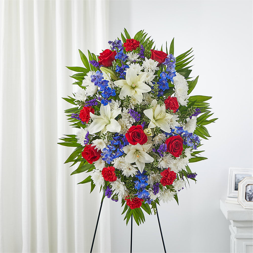 Cherished Service Standing Spray – Nacogdoches Floral Company, Nacogdoches TX