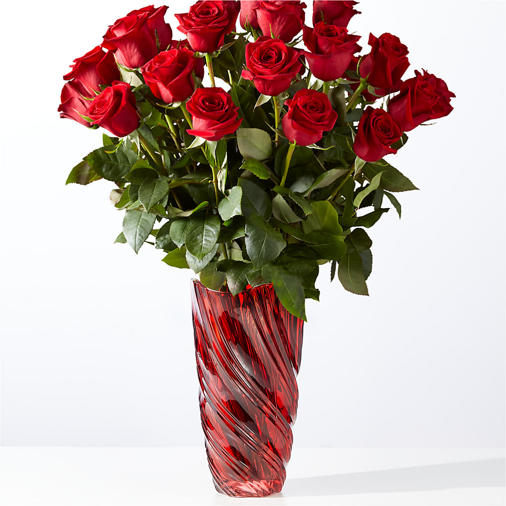 Classic Love Red Rose Bouquet with Luxe Swirl Vase – Nacogdoches Floral Company, Nacogdoches TX