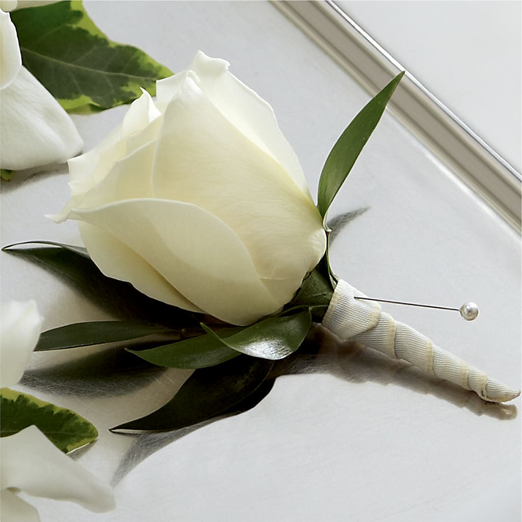 White Rose Boutonniere – Nacogdoches Floral Company, Nacogdoches TX