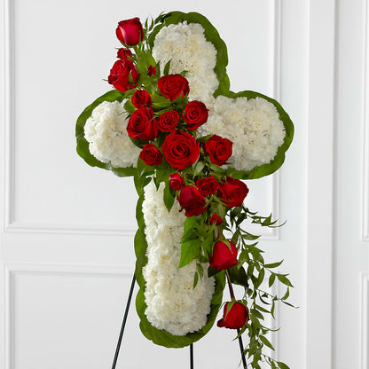 Floral Cross Easel –  Nacogdoches Floral Company, Nacogdoches TX
