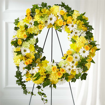 Golden Remembrance Wreath –  Nacogdoches Floral Company, Nacogdoches TX