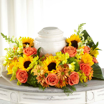 Faithful Sunflower Cremation Adornment –  Nacogdoches Floral Company, Nacogdoches TX