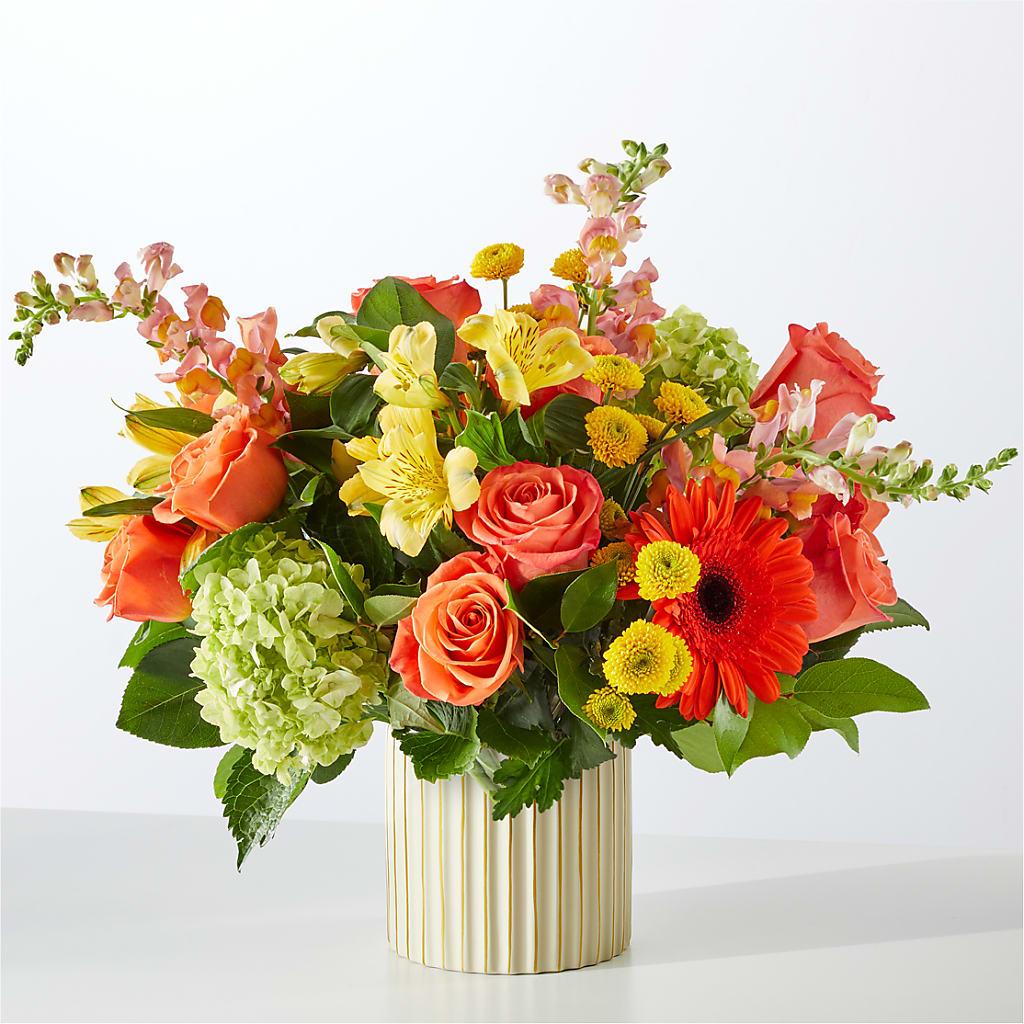Autumn Sunshine Bouquet with Ivory Vase –  Nacogdoches Floral Company, Nacogdoches TX