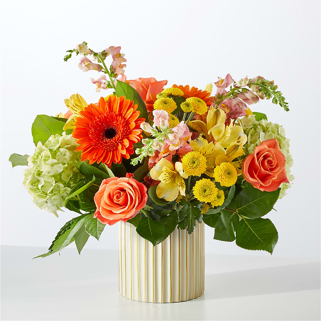 Autumn Sunshine Bouquet with Ivory Vase –  Nacogdoches Floral Company, Nacogdoches TX