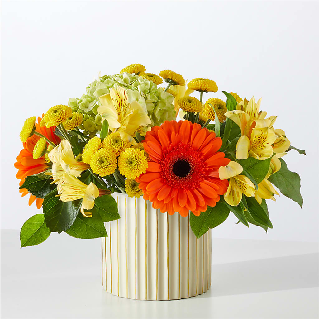 Autumn Sunshine Bouquet with Ivory Vase –  Nacogdoches Floral Company, Nacogdoches TX