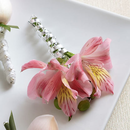 Pink Peruvian Lily Boutonniere –  Nacogdoches Floral Company, Nacogdoches TX