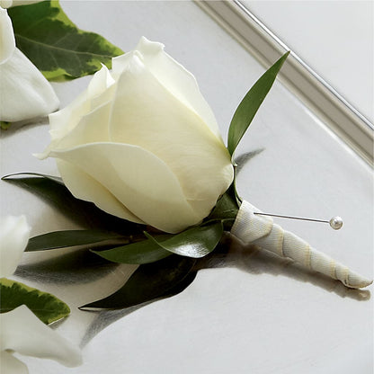 White Rose Boutonniere –  Nacogdoches Floral Company, Nacogdoches TX